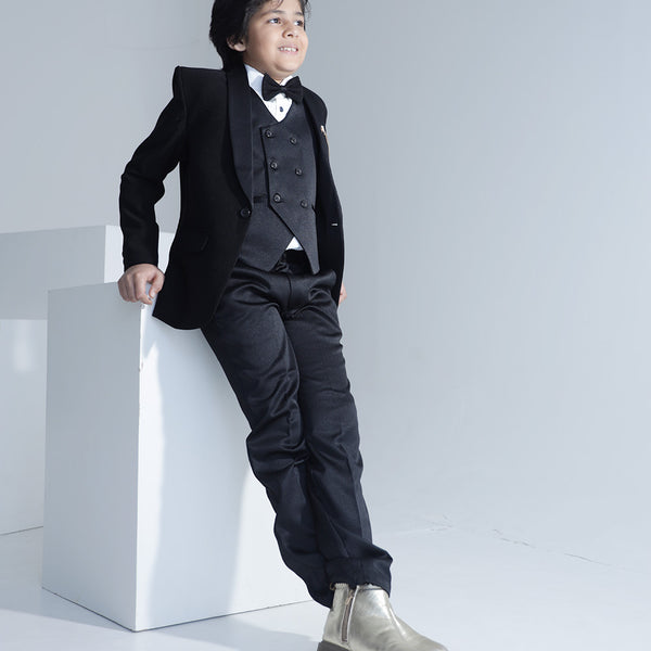 Designer navy velvet party suit for boys classic kids formal wear Jaipur