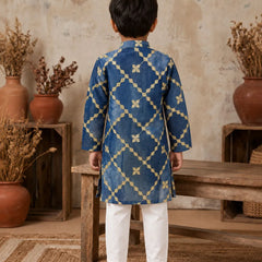 Devils N Angels Boys Blue Embroidered Kurta Pyjama Set Festive Wear 1–11 Years | Jaipur
