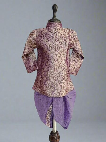 Ethnic purple kurta and white dhoti for baby boys, Jaipur kidswear showroom