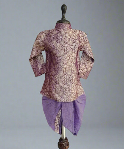 Ethnic purple kurta and white dhoti for baby boys, Jaipur kidswear showroom