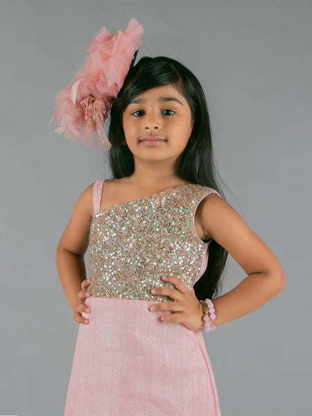 pink shimmery full length gown for baby girl 
