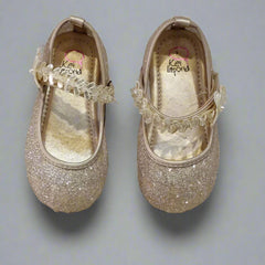Kids' Sparkling Gold Party Shoes with Butterfly Strap – Jaipur