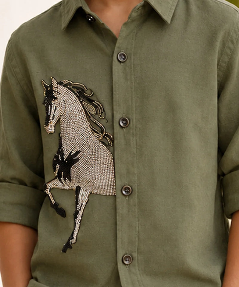 Boys Green Shirt For Birthday