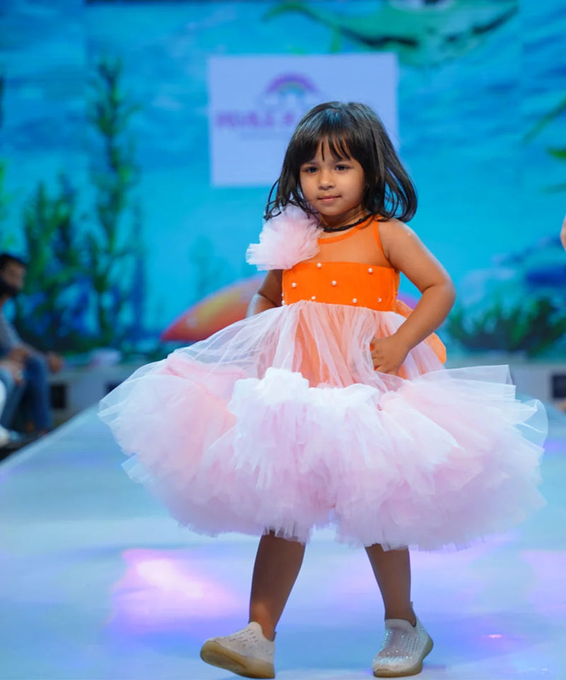 Sleeveless round neck birthday frock for girls, Jaipur kids wear boutique