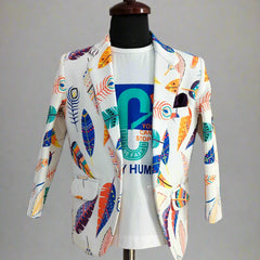 Designer Boys Blazer and t-shirt Set with Multicolor Print