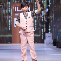 wedding wear pink waist coat suit set for boys 