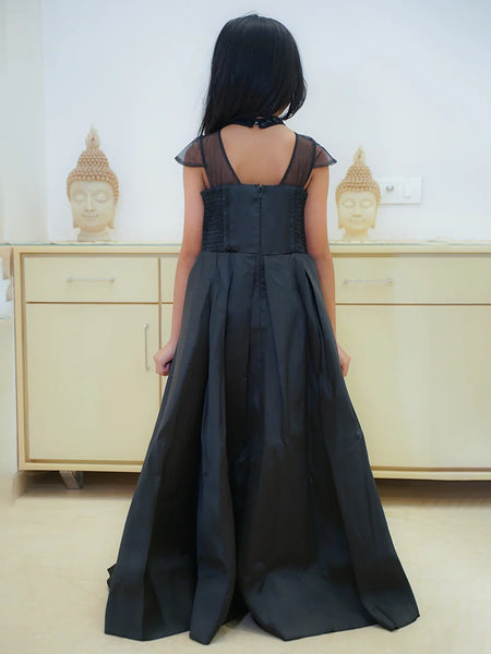 Party wear dresses for girls, black shimmer gown, ideal for celebrations