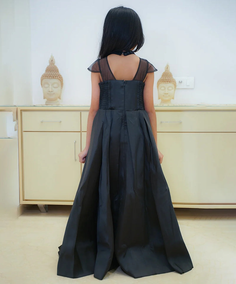Party wear dresses for girls, black shimmer gown, ideal for celebrations
