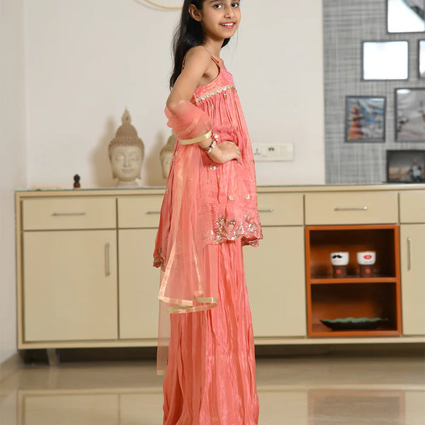 Peach Sharara Set for Girls – Graceful & Festive
