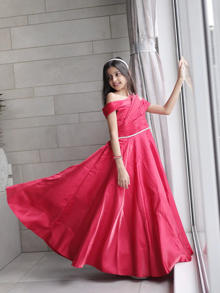 Elegant red girls gown for wedding, best kids clothing store in Jaipur