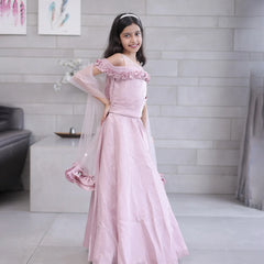 beautiful onion pink lehenga set for girls