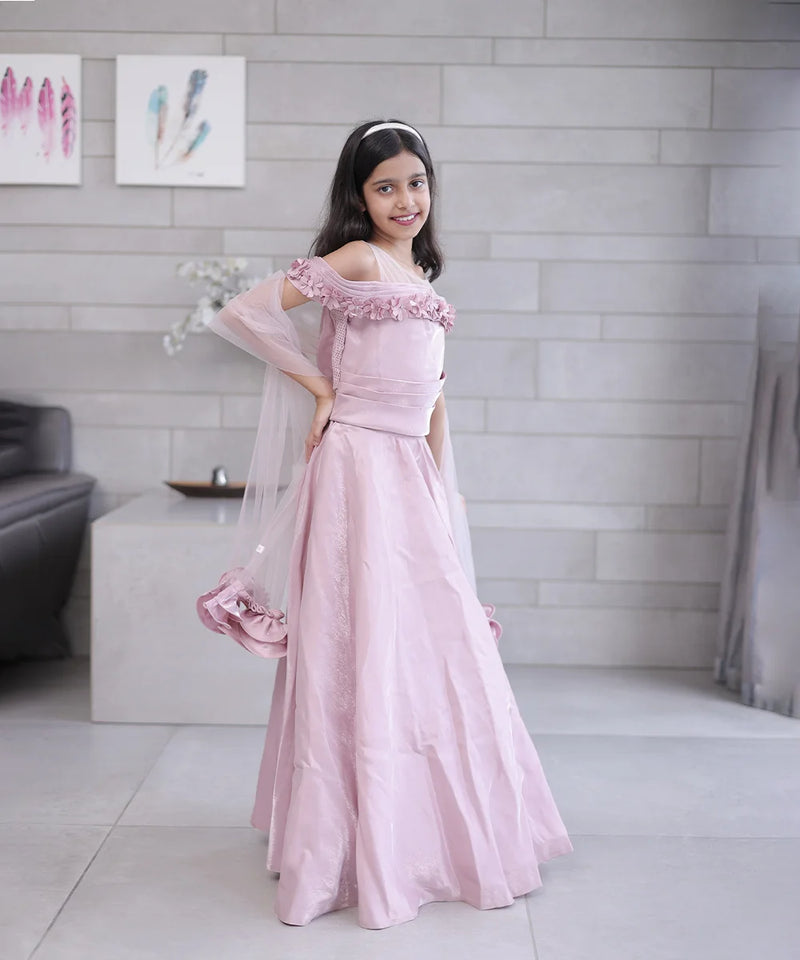 beautiful onion pink lehenga set for girls