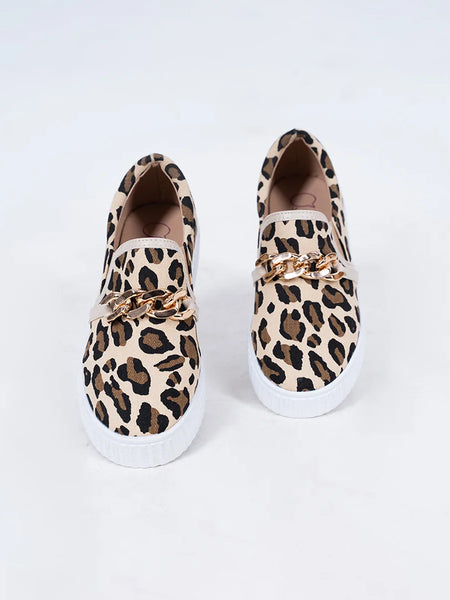 Kids' animal print fashion sneakers for girls featuring gold accent and white sole, Jaipur