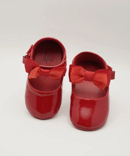 Infant Girls' Shiny Red Dress Shoes with Ribbon Bow (0–3 Years