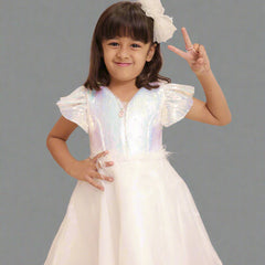 designer cute white frock for girls 