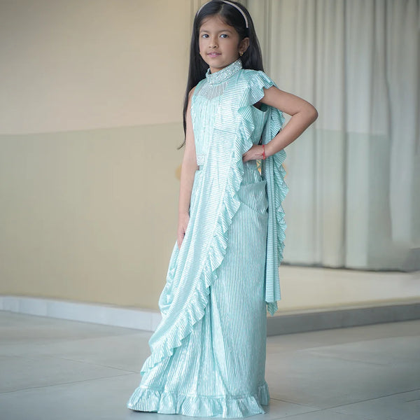 side view of saree lehenga for girls