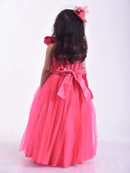 back view of pink gown for girls 