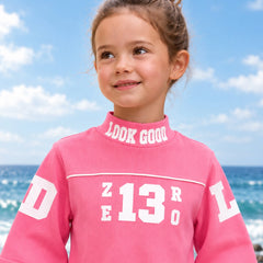 Girls' pink 3/4 sleeve crop top for birthday parties, Devils N Angels Jaipur, view 4