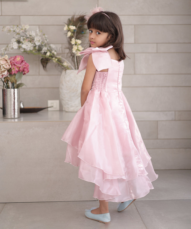 Buy designer pink birthday frock for girls online, Jaipur kidswear boutique