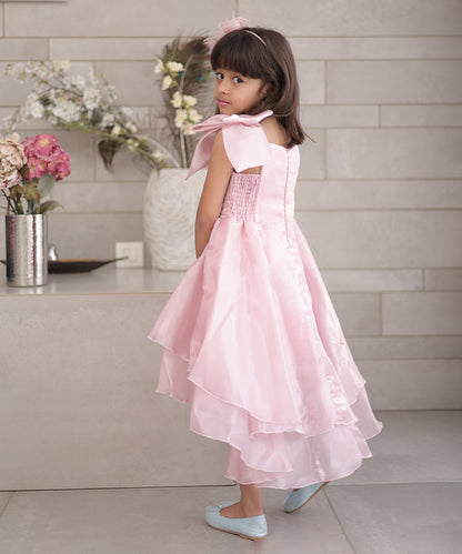 Buy designer pink birthday frock for girls online, Jaipur kidswear boutique