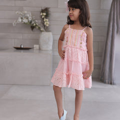 Buy pink cotton birthday frock for girls online, Jaipur kidswear boutique
