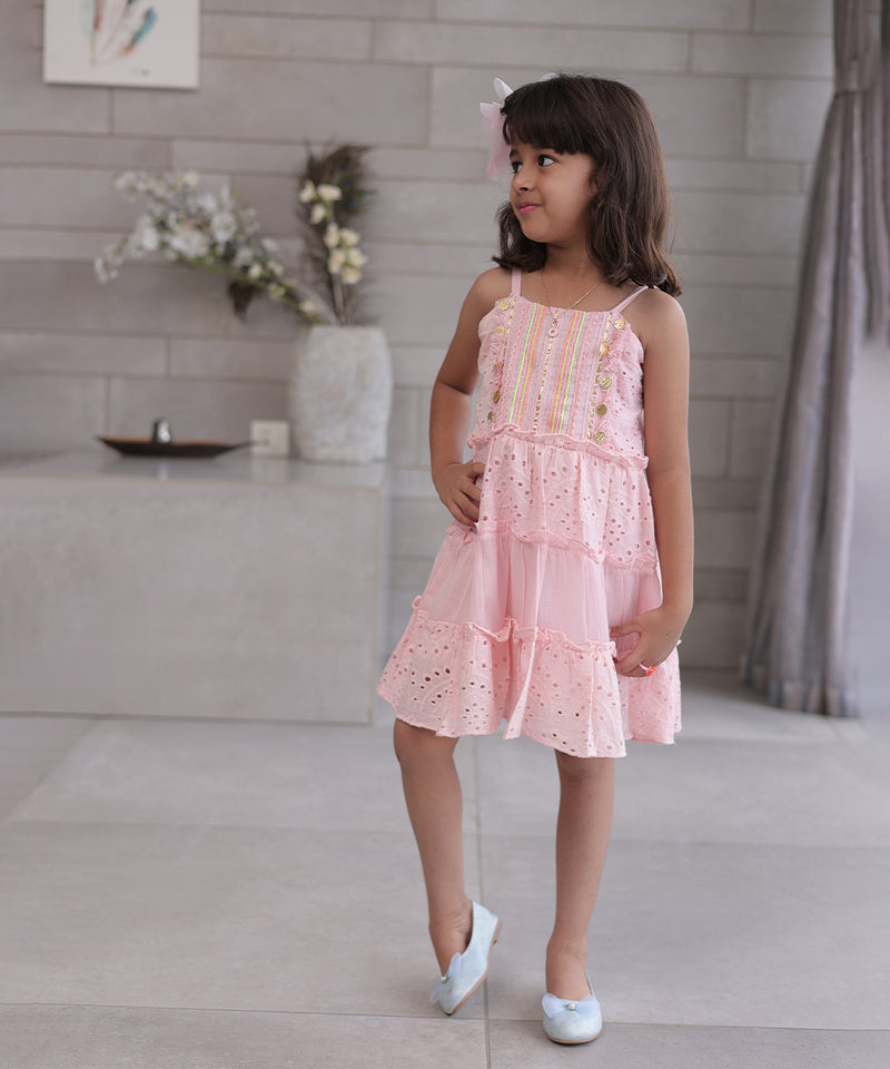Buy pink cotton birthday frock for girls online, Jaipur kidswear boutique