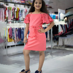 pink party wear dress for girls 