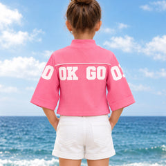 Trendy pink high neck crop top for girls 4–11 years, Devils N Angels Jaipur, view 5
