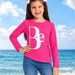 Girls' neon pink crop top, kids party wear, Devils N Angels Jaipur, view 2