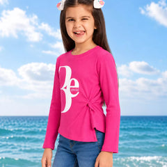Trendy neon pink full sleeve top for girls, Devils N Angels Jaipur, view 3