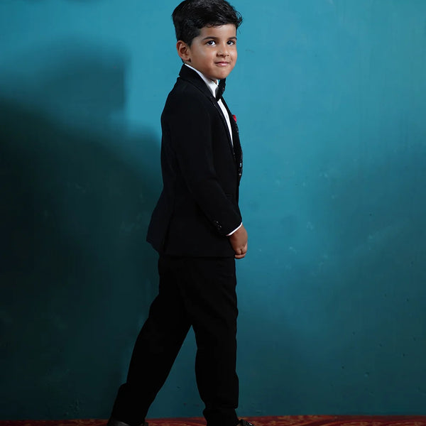 Kids classic tuxedo set in black party coat suit Jaipur fashion store