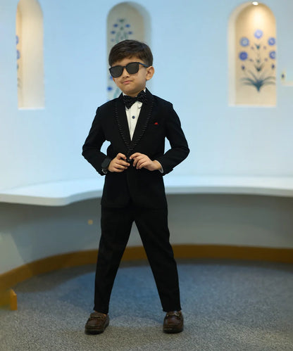 Premium boys tuxedo black coat suit, stylish wedding party set, Jaipur kids store