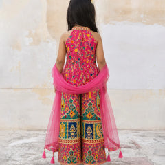 Girls multi color top pant set for wedding