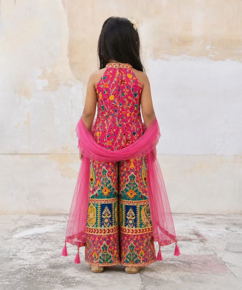 Girls multi color top pant set for wedding