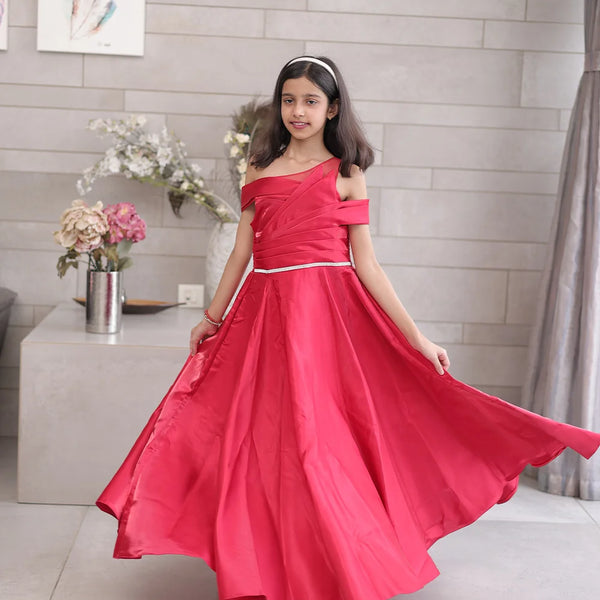 Princess ball gown for girls in Jaipur, voluminous skirt and waistband accent