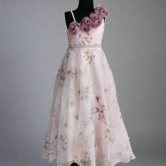 pink floral gown for girls 