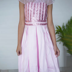 Princess gown dress for girls in Jaipur, full-length flared skirt and sequin bodice