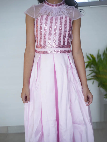 Princess gown dress for girls in Jaipur, full-length flared skirt and sequin bodice
