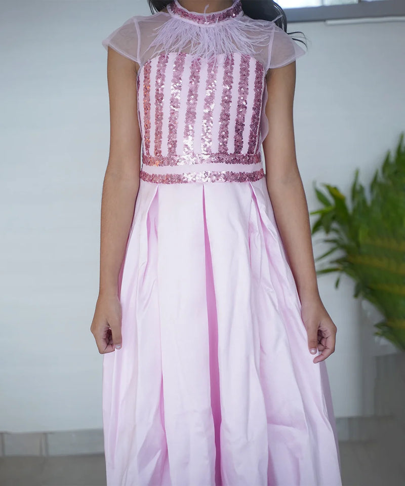 Princess gown dress for girls in Jaipur, full-length flared skirt and sequin bodice