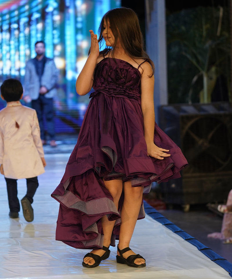 Princess gown dress for girls, strappy neck and high-low hem, Jaipur kidswear