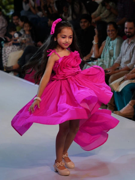 party wear pink show stopper long gown for girls 