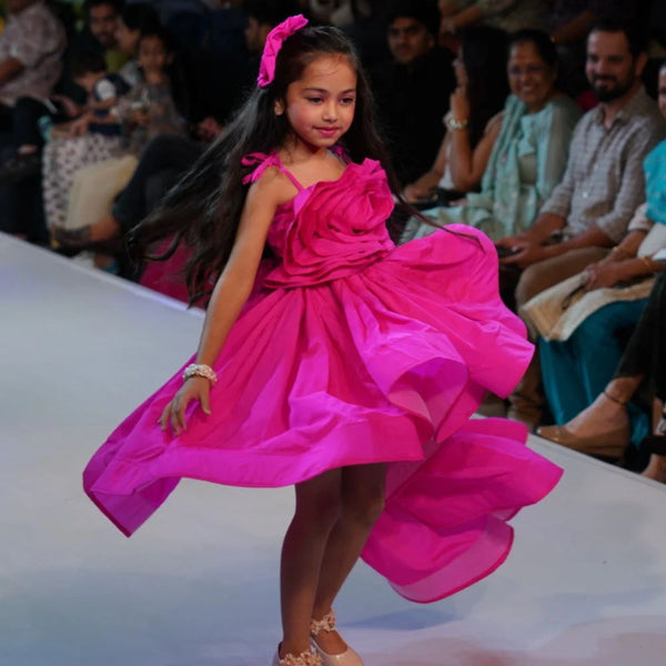 party wear pink show stopper long gown for girls 