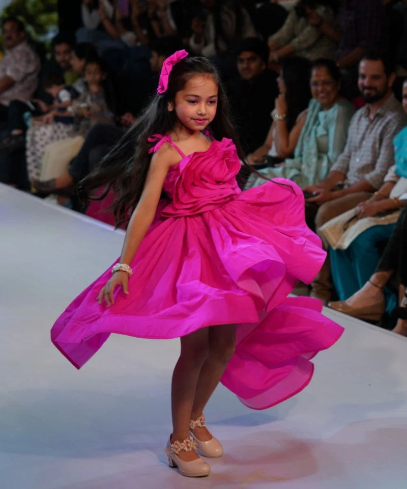 party wear pink show stopper long gown for girls 