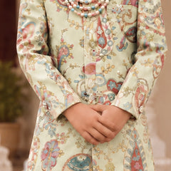 Close-up of boys' paisley print sherwani