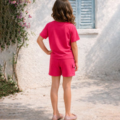 Designer children’s Co-Ord Set for girls with smiley print shorts