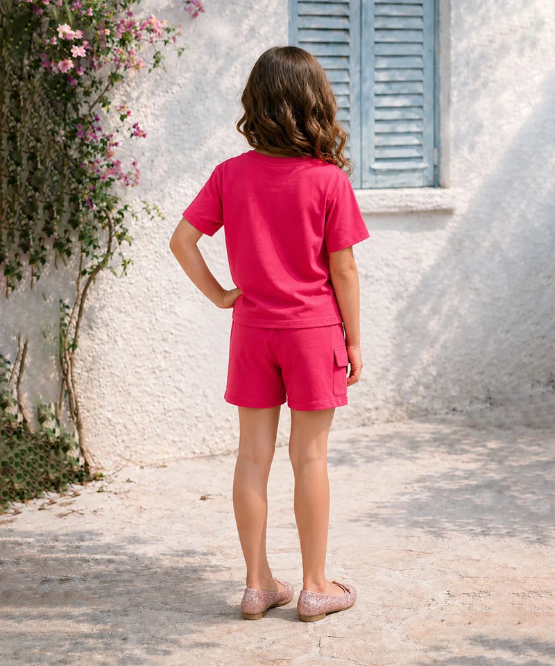 Designer children’s Co-Ord Set for girls with smiley print shorts
