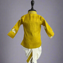 Buy mustard floral kurta dhoti set for infant boys online, Jaipur boutique