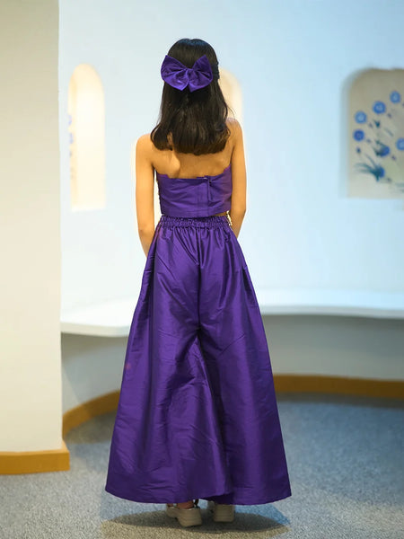 back view of purple co-ord set for girls 