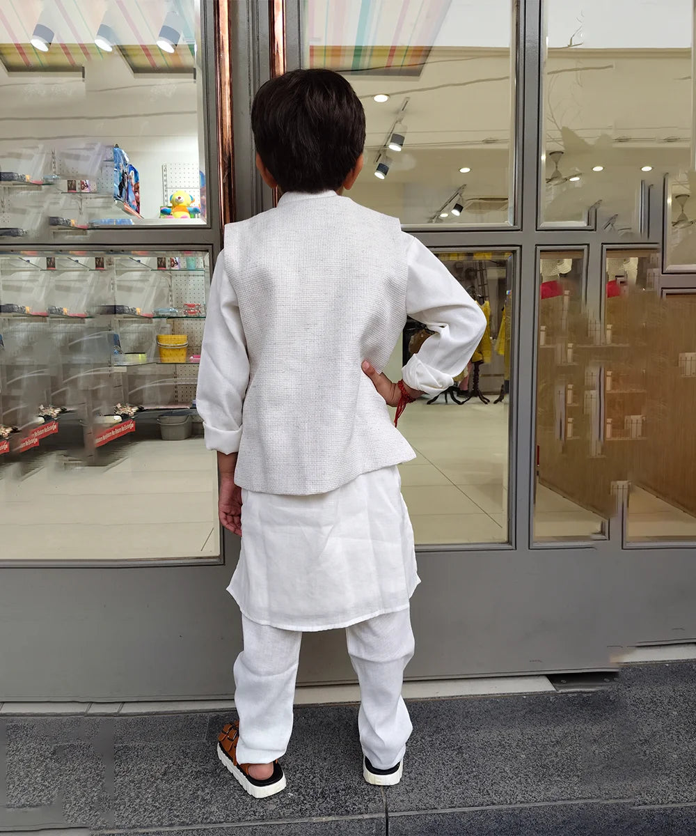 Designer cream kurta pyjama for boys, best children’s wear shop Jaipur