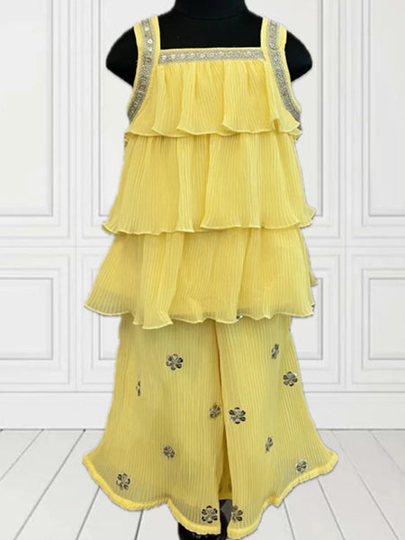 Jaipuri lehenga for girls, yellow infant sharara set, perfect for baby girl’s wedding Jaipur